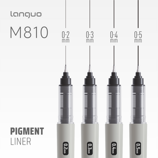 Languo Pigment Liner Fineliner Pens, Black, Direct-ink System, 4 Pack (0.2/0.3/0.4/0.5mm Tip Sizes)