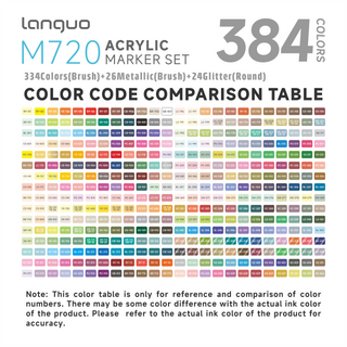 Juego de marcadores de pintura acrílica languo de 384 colores con metálicos y purpurina