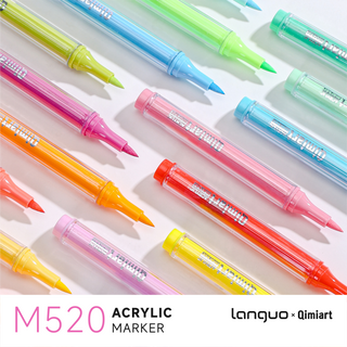 Languo x Qimiart 72 Colors Acrylic Paint Markers, Soft Brush Tip, Cotton Core Ink System
