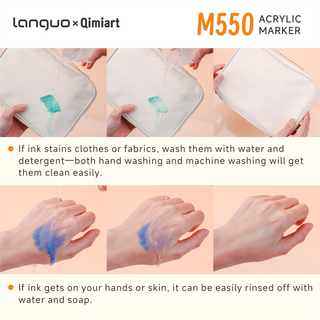 Languo x Qimiart 48 Colors Washable Acrylic Markers for Kids, Direct-ink System