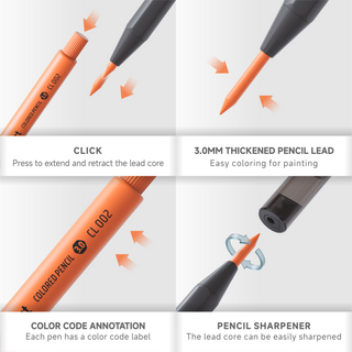 Languo x Qimiart Retractable Colored Pencils with Sharpener – 96 Colors Set