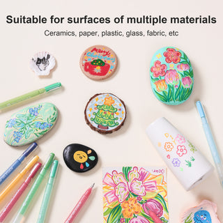 PLUS Stylos gel acryliques pour coloriage, ensemble de 90 couleurs, stylos de peinture acrylique 3D - Pointe améliorée