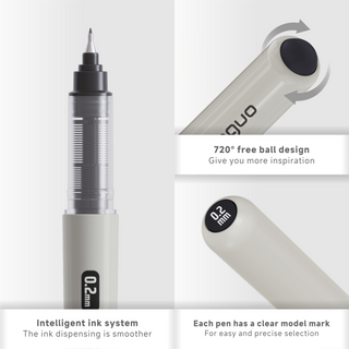 Languo Pigment Liner Fineliner Pens, Black, Direct-ink System, 4 Pack (0.2/0.3/0.4/0.5mm Tip Sizes)