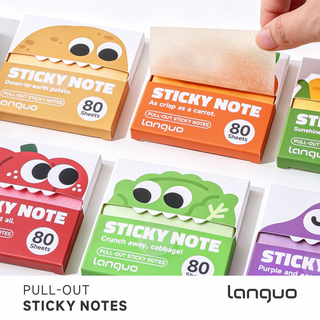 Languo Blocs de notes adhésives transparents à paillettes - Série Légumes (6 pièces)