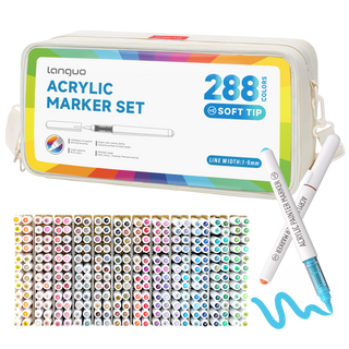 288 Colors Acrylic Paint Markers, Soft Brush Tip Marker Pens Set with Marker Bag