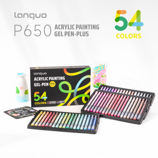 Languo PLUS Acryl-Gelstifte für Malen, 54 Farben Set 3D Acrylmalstifte - Verbesserte Spitze