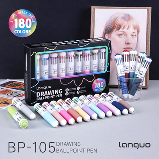Languo 180 Colors Ballpoint Pen, 18PCS 10-in-1 Multicolor Pen Set