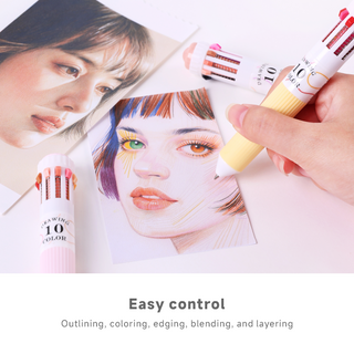 Languo 60 Colors Ballpoint Pen, 6PCS 10-in-1 Multicolor Pen Set