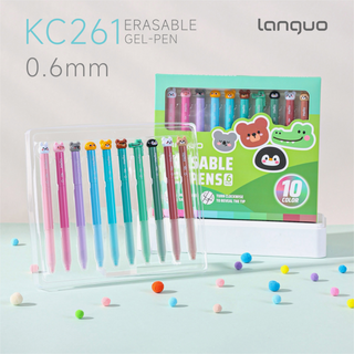Languo 10 Colors Erasable Gel Pens, 0.6mm Fine Tip – Cute Little Animals Series