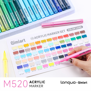 Languo x Qimiart 126 Colors Acrylic Paint Markers, Soft Brush Tip, Cotton Core Ink System