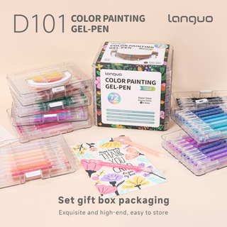 Ensemble de stylos gel acryliques Languo 72 couleurs pour coloriage, fournitures d'art et scolaires