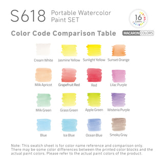 Languo 16 Colors Portable Watercolor Paint Set - Macaron Colors