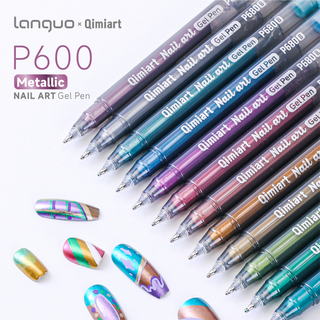 Languo x Qimiart 12 Farben Metallic Nagelkunst Gelstift für Nagelmalerei - Klassische Farbe