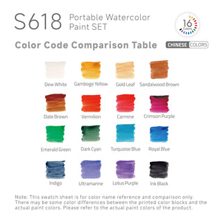 Languo 16 Colors Portable Watercolor Paint Set - Chinese Colors