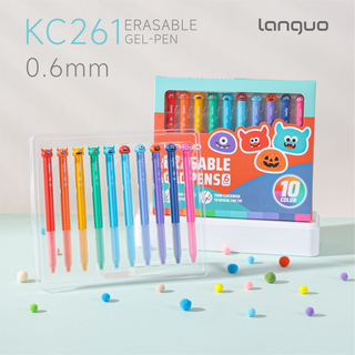 Languo 10 Colors Erasable Gel Pens, 0.6mm Fine Tip – Cute Little Monster Series