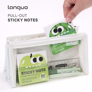 Notas adhesivas transparentes con purpurina Languo - Serie de frutas de 6 unidades