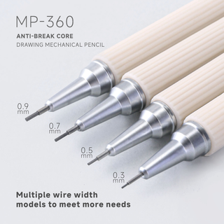 Coffret de 4 porte-mines Languo avec étui, mines de 0,3 mm, 0,5 mm, 0,7 mm et 0,9 mm.