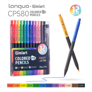 Languo x Qimiart Retractable Colored Pencils with Sharpener – 12 Classic Colors