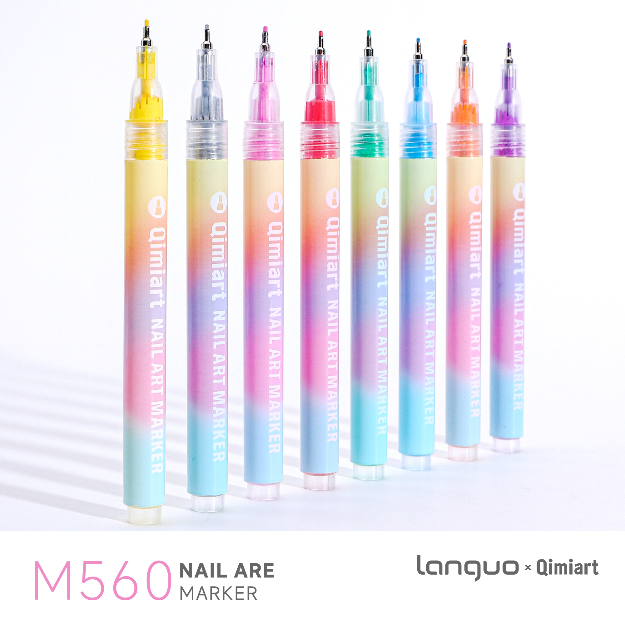 Languo x Qimiart 12 Color Nail Art Acrylic Marker Pens for Painting Na