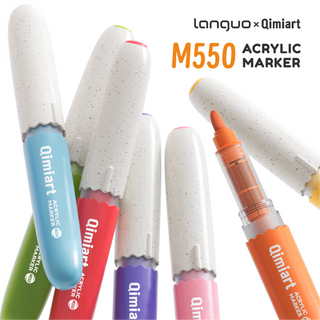 Languo x Qimiart 48 Colors Washable Acrylic Markers for Kids, Direct-ink System