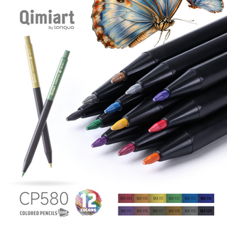 Languo x Qimiart Retractable Colored Pencils with Sharpener – 12 Metallic Colors
