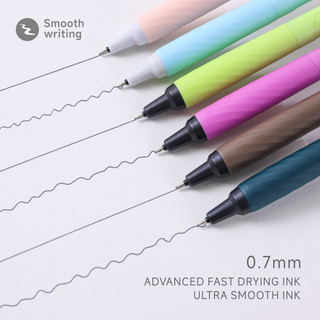 Languo 12 Pcs Ballpoint Pens, Soft Grip, 0.7mm,  Black Ink - Dopamine Colors