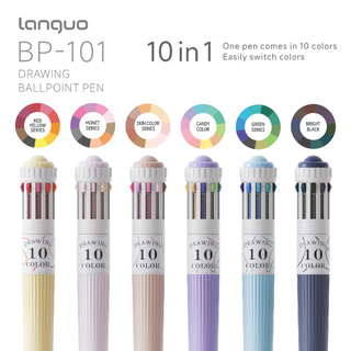 Languo 60 Colors Ballpoint Pen, 6PCS 10-in-1 Multicolor Pen Set