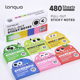 Notas adhesivas transparentes con purpurina Languo - Serie de frutas de 6 unidades