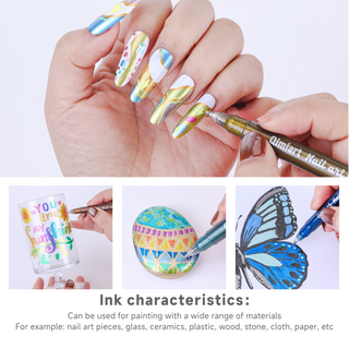 Languo x Qimiart 12 Farben Metallic Nagelkunst Gelstift für Nagelmalerei - Macaron Farbe