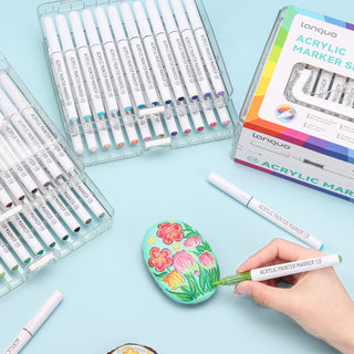 48 Colors Acrylic Paint Markers Pens Set, Soft Brush Tip Markers with Case