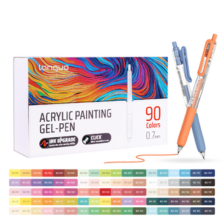 PLUS Stylos gel acryliques pour coloriage, ensemble de 90 couleurs, stylos de peinture acrylique 3D - Pointe améliorée