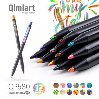 Languo x Qimiart Retractable Colored Pencils with Sharpener – 12 Rainbow Colors