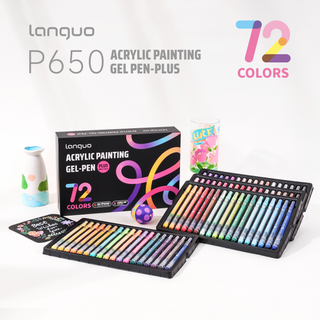 Languo PLUS Acryl-Gelstifte für Malen, 72 Farben Set 3D Acrylmalstifte - Verbesserte Spitze