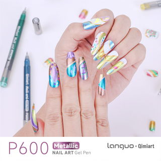 Languo x Qimiart 12 Farben Metallic Nagelkunst Gelstift für Nagelmalerei - Macaron Farbe