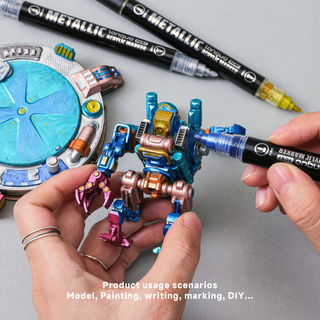 48 Colors Metallic Acrylic Paint Markers, Dual Tip Acrylic Metallic Markers Set (Brush & Fine)