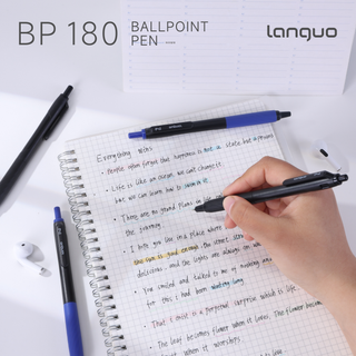 Languo 48 Pcs Ballpoint Pens, Black & Blue Ink, Soft Grip, 0.7mm