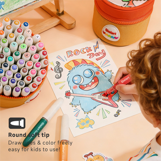 Languo x Qimiart 60 Colors Washable Acrylic Markers for Kids, Direct-ink System