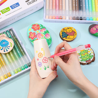 PLUS Bolígrafos de gel acrílico para colorear, set de 54 colores, bolígrafos de pintura acrílica 3D 