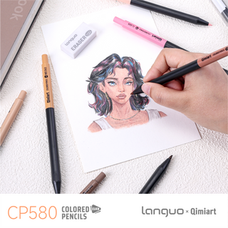 Languo x Qimiart Retractable Colored Pencils with Sharpener – 12 Taupe Brown