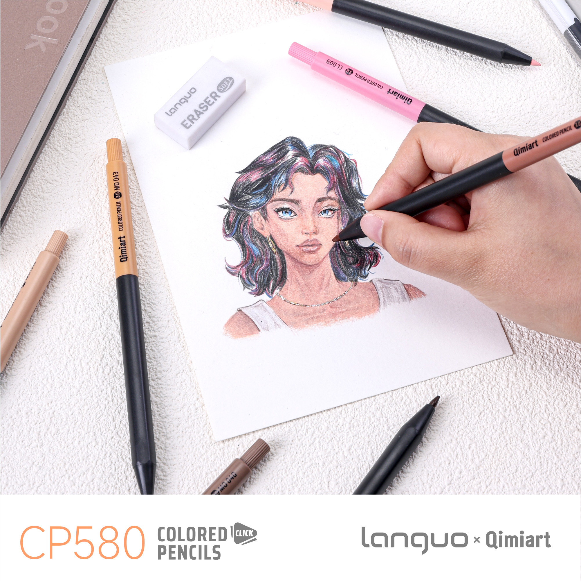 Languo x Qimiart Retractable Colored Pencils with Sharpener – 12 Moran