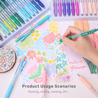 PLUS Bolígrafos de gel acrílico para colorear, set de 90 colores, bolígrafos de pintura acrílica 3D - Punta mejorada