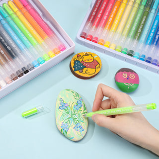 PLUS Bolígrafos de gel acrílico para colorear, set de 36 colores, bolígrafos de pintura acrílica 3D 