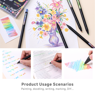 Languo x Qimiart Retractable Colored Pencils with Sharpener – 12 Rainbow Colors