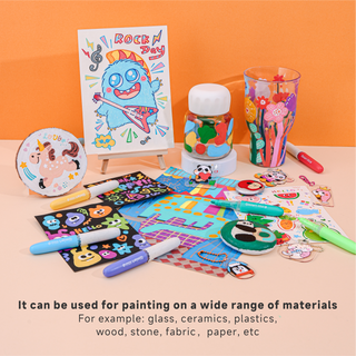 Languo x Qimiart 24 Colors Washable Acrylic Markers for Kids, Direct-ink System