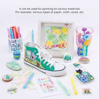 Languo x Qimiart 72 Colors Acrylic Paint Markers, Soft Brush Tip, Cotton Core Ink System