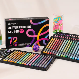 Stylos gel acryliques PLUS pour le coloriage, ensemble de 72 couleurs, stylos de peinture acrylique 3D - Pointe améliorée