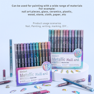 Languo x Qimiart 12 Farben Metallic Nagelkunst Gelstift für Nagelmalerei - Macaron Farbe