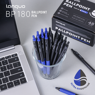 Languo 48 Pcs Ballpoint Pens, Black & Blue Ink, Soft Grip, 0.7mm
