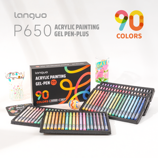 Languo PLUS Acryl-Gelstifte für Malen, 90 Farben Set 3D Acrylmalstifte - Verbesserte Spitze
