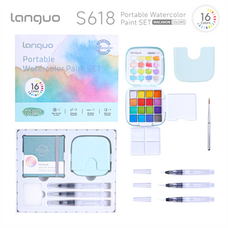 Languo 16 Colors Portable Watercolor Paint Set - Macaron Colors